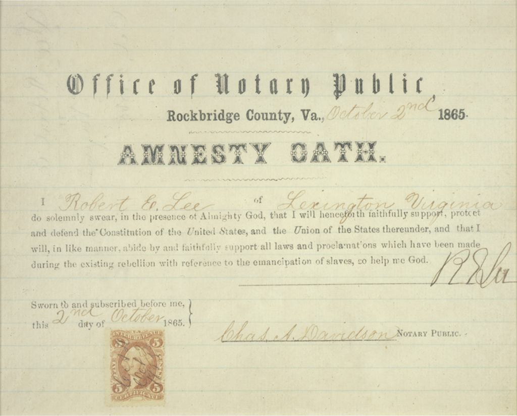 Amnesty Oath, signed by R. E. Lee, 2 October 1865