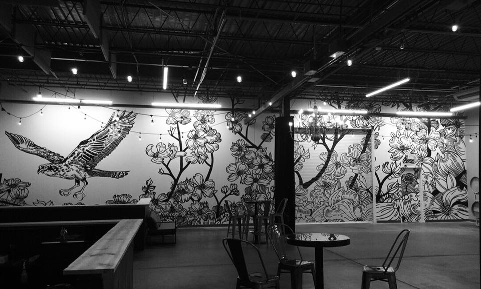 A mural by Amelia Blair Langford at Richmond's Triple Crossing Brewery.