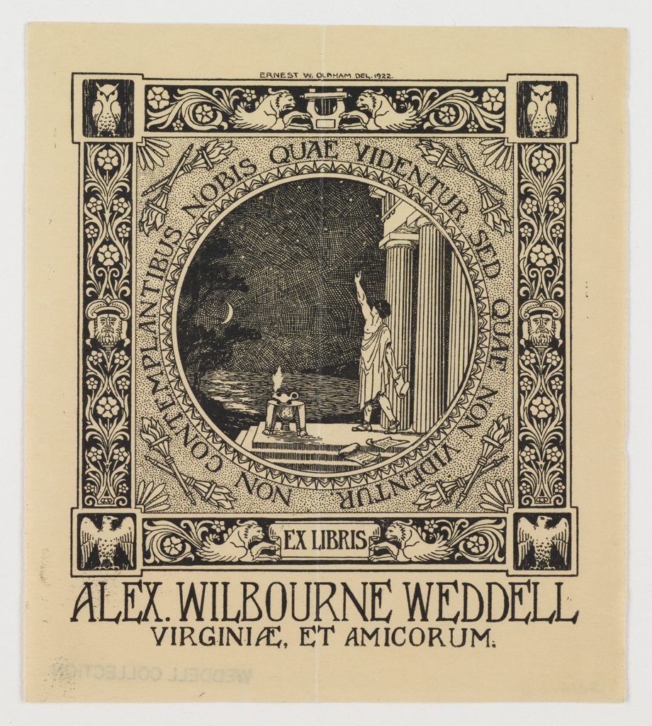 Alexander W. Weddell's personal library bookplate