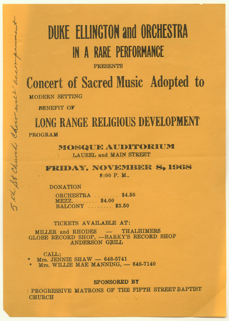 Program, Duke Ellington Sacred Music Concert, Richmond, 1968