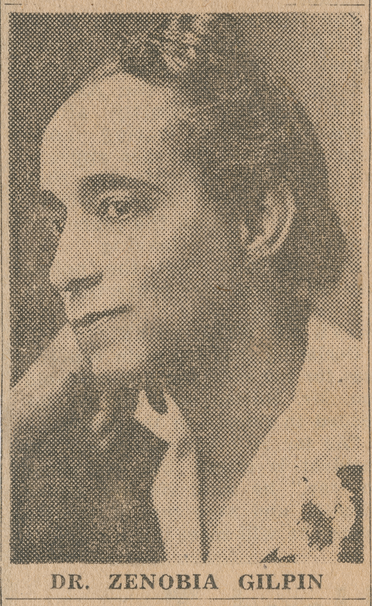 A newspaper photograph of Dr. Zenobia Gilpin