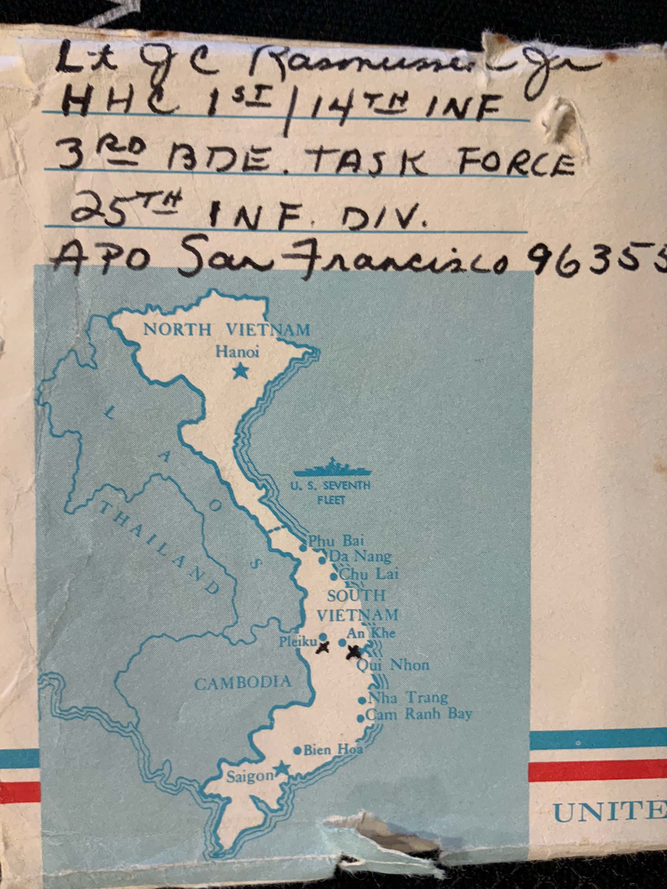 A map of Vietnam on an envelope with a San Francisco address