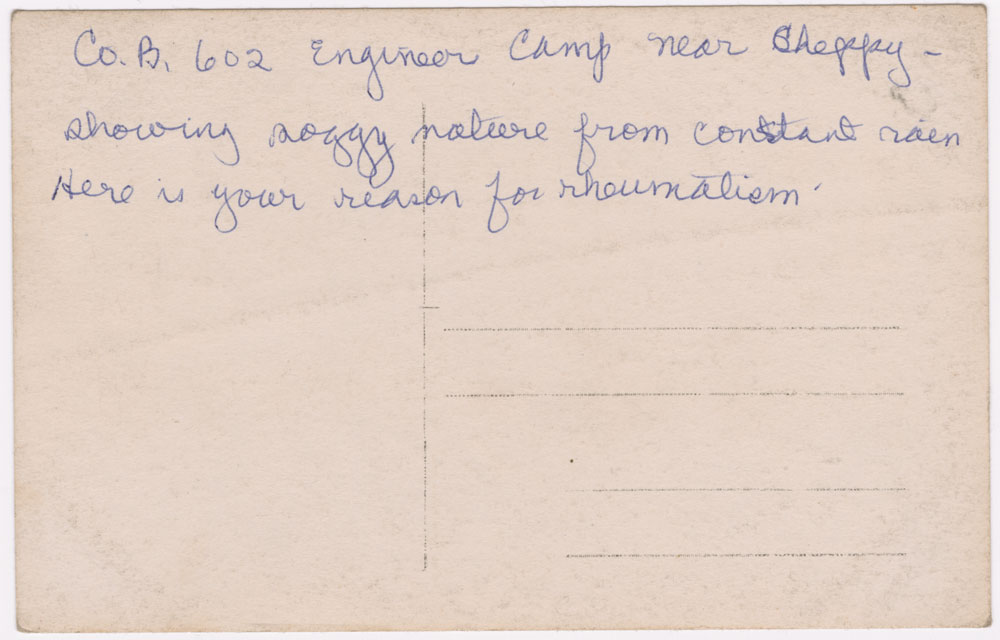 A postcard of Hugh's camp near Cheppy.