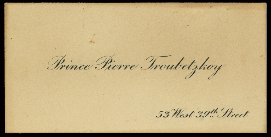 A calling card of Prince Pierre Troubetzkoy
