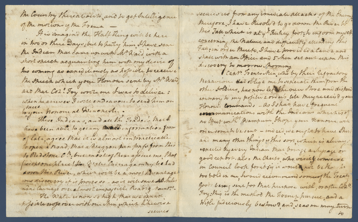 Letter from George Washington to Gov. Robert Dinwiddie (Back)