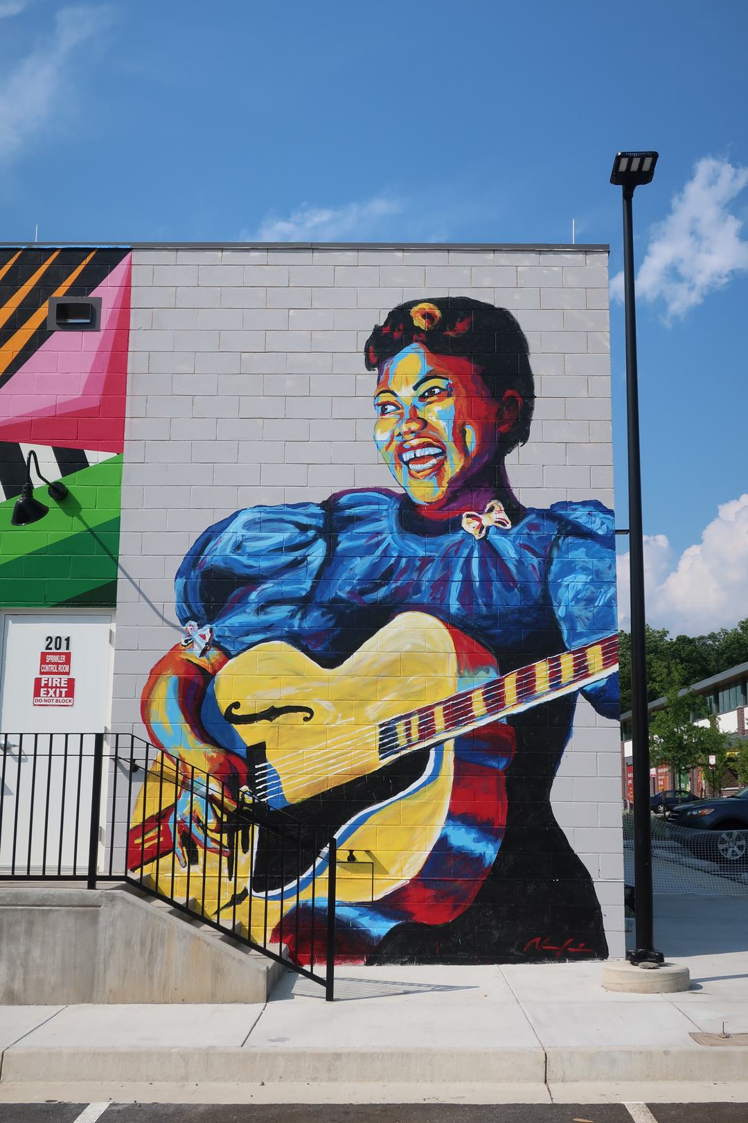 "Portrait of Innovation: Sister Rosetta Tharpe" created by Noah Scalin for the 2018 Greengate Festival in Short Pump
