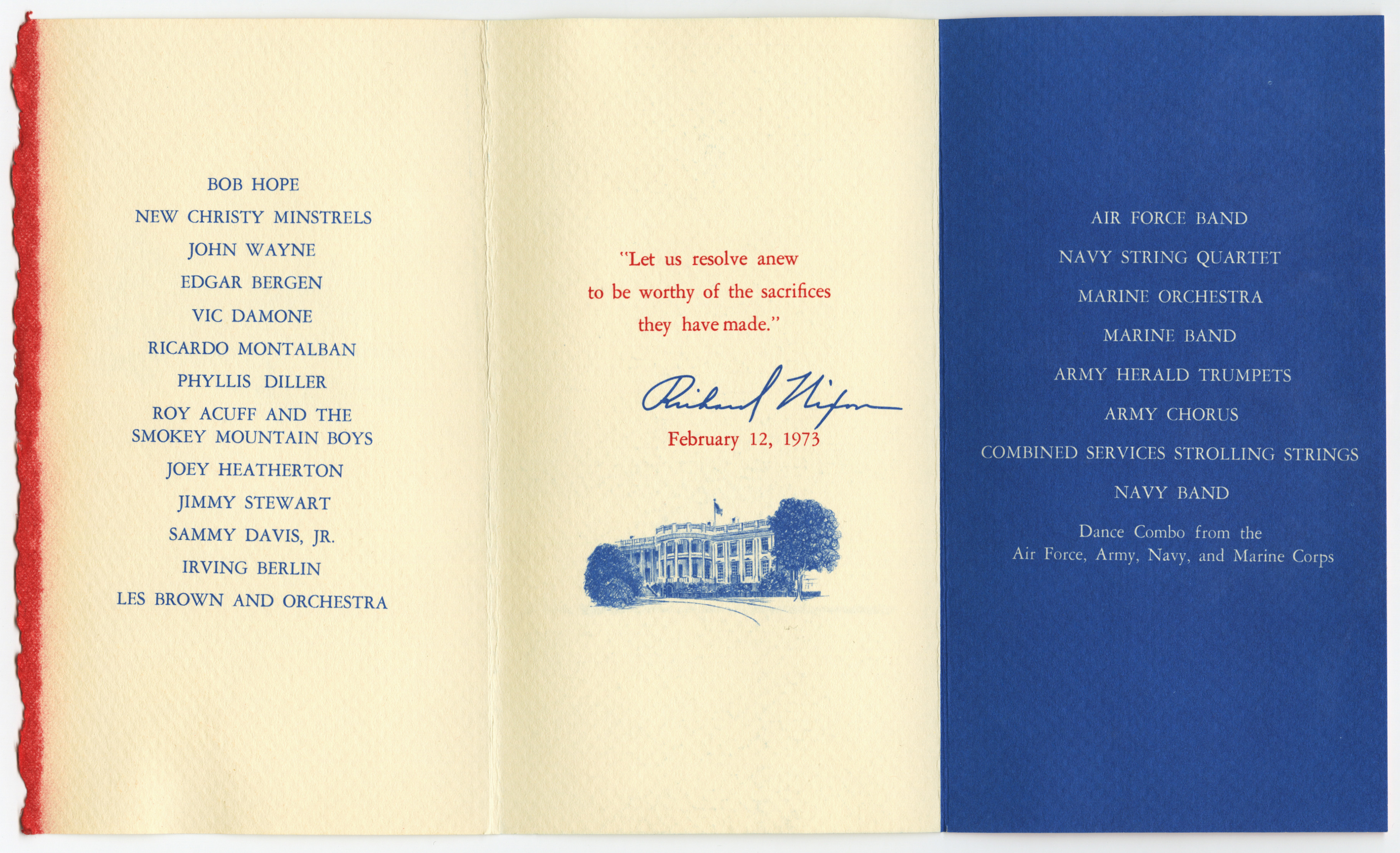 Invitation and program for the White House Dinner in Honor of Returning Vietnam POWs in 1973. Photo courtesy of Ted Sienicki.