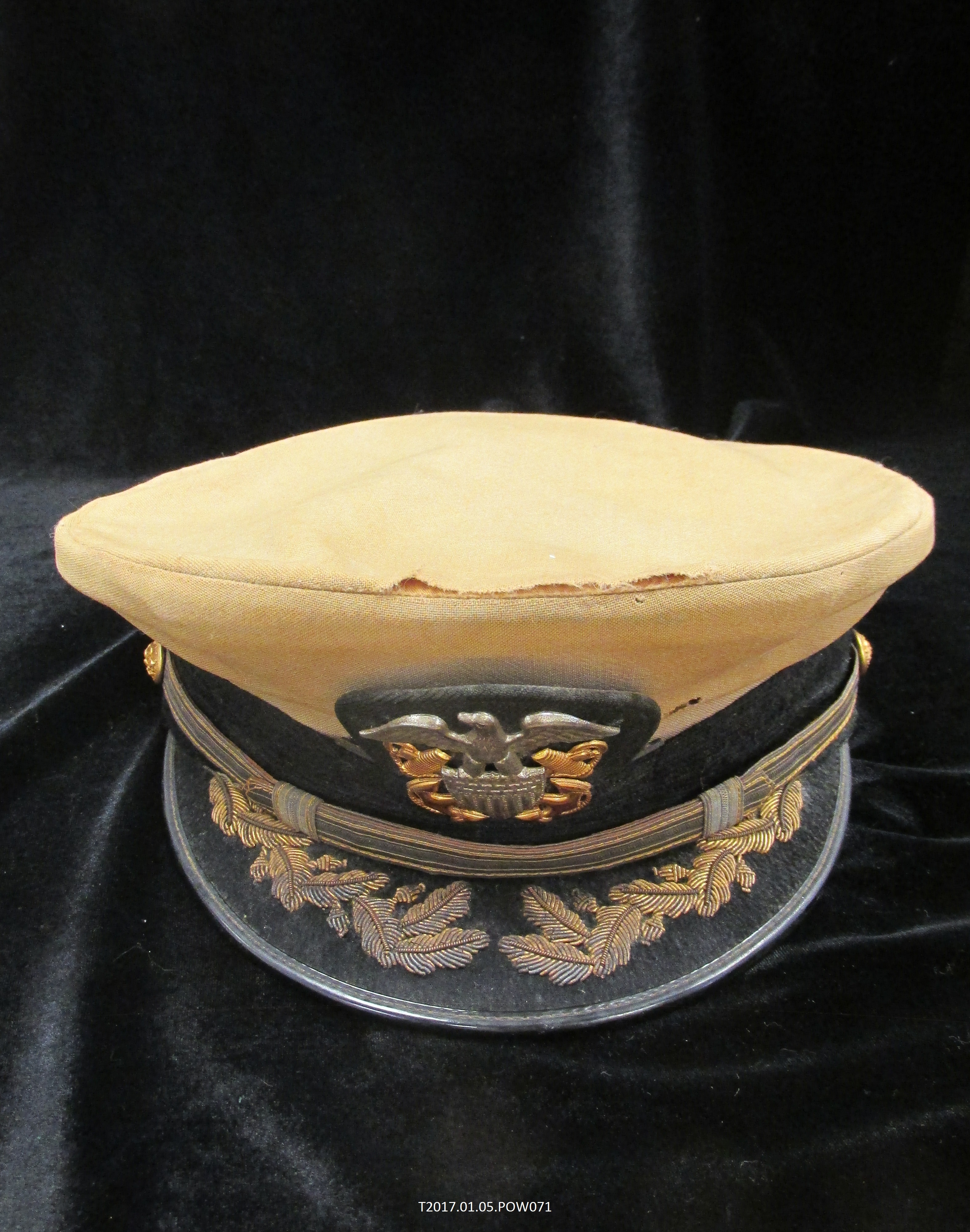 Naval commander’s cap belonging to Naval intelligence officer Cdr. Robert S. Boroughs. Photo courtesy of Lynn Amwake.