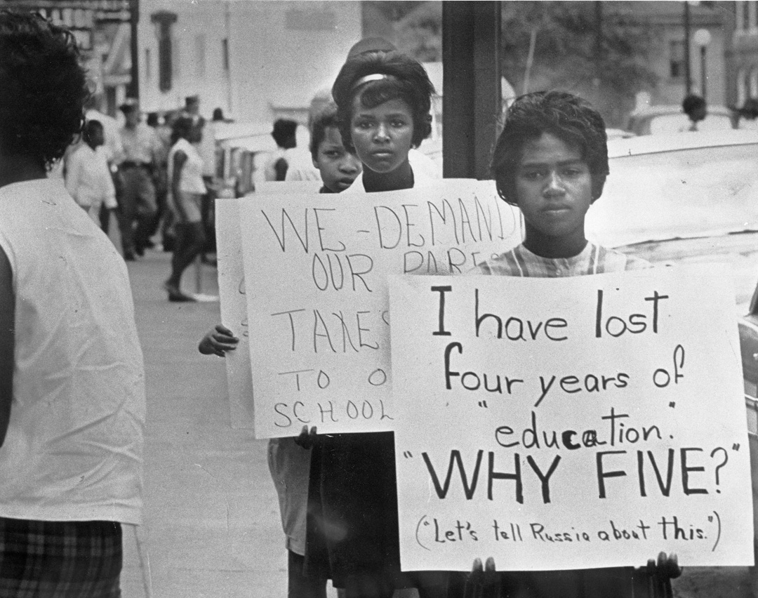 Student protest in Farmville, Prince Edward County, during the fight to desegregate schools