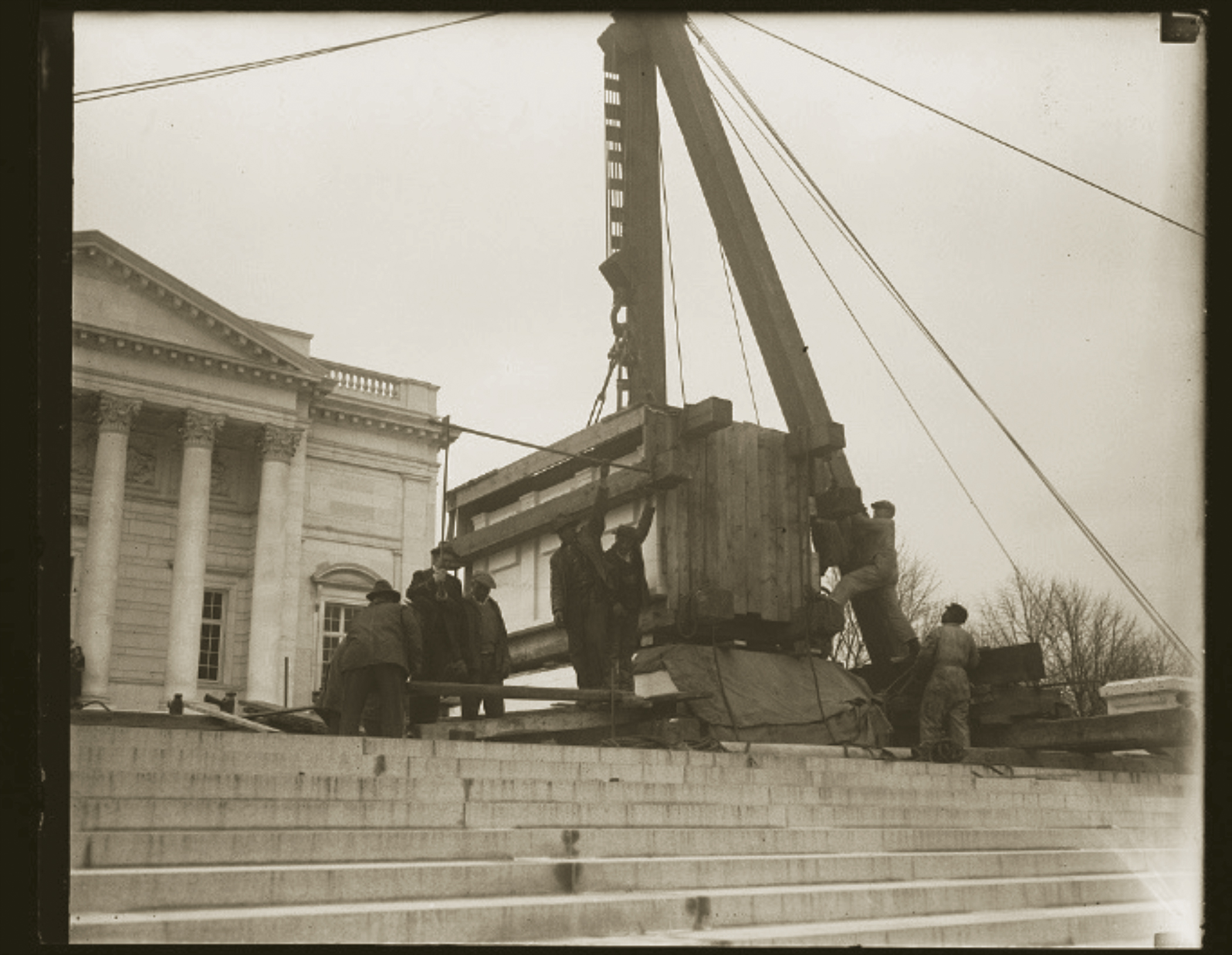 Installation of the superstructure that marks the Tomb of the Unknown Soldier, 1932 