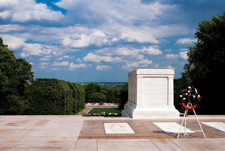 The Tomb of the Unknown Soldier, situated in front of the Memorial Amphitheater 