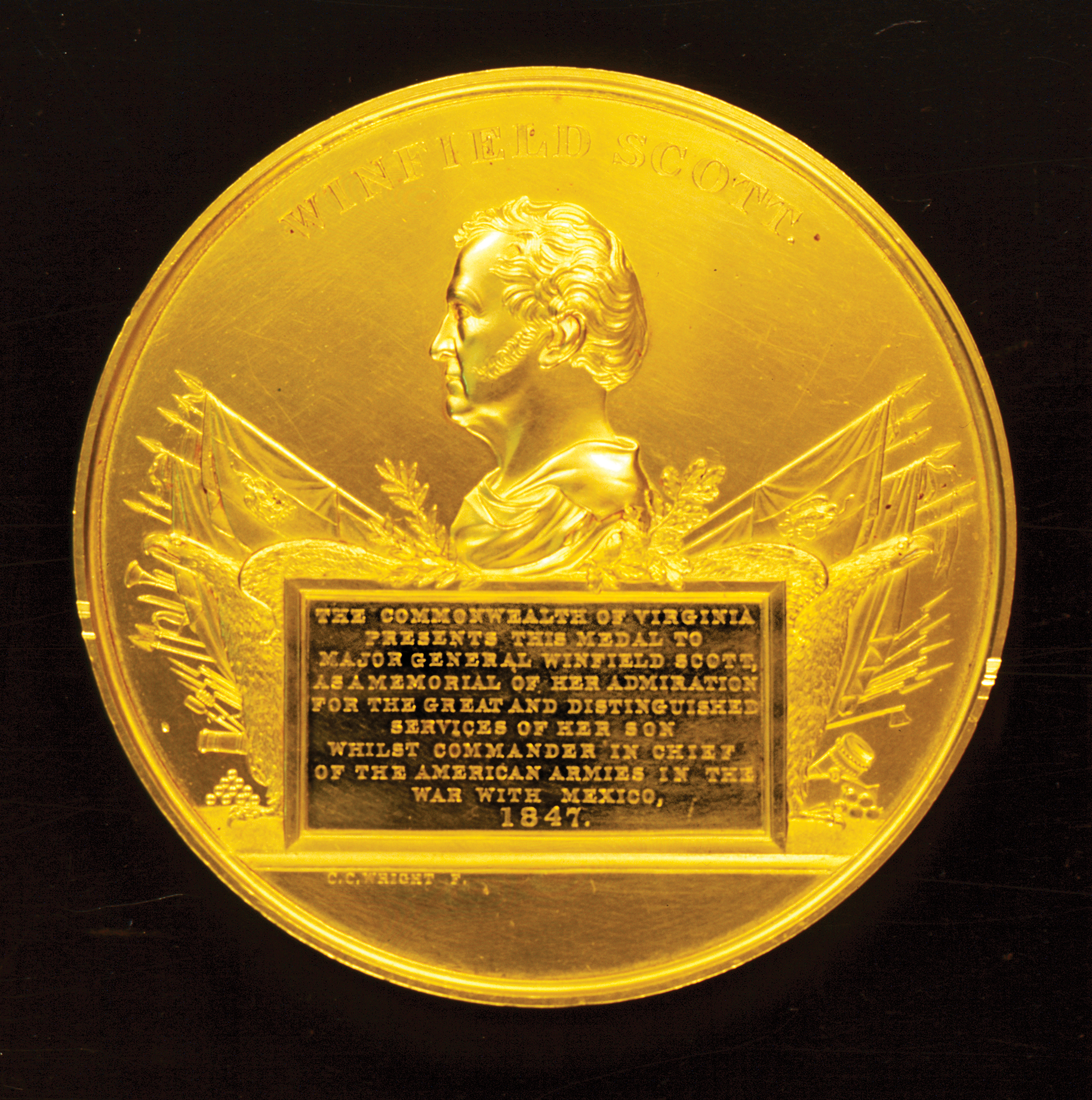 Gold Medal presented by Commonwealth of Virginia to honor Winfield Scott for victories in the Mexican War, 1847 , Gift of the estate of Virginia Scott Hoyt