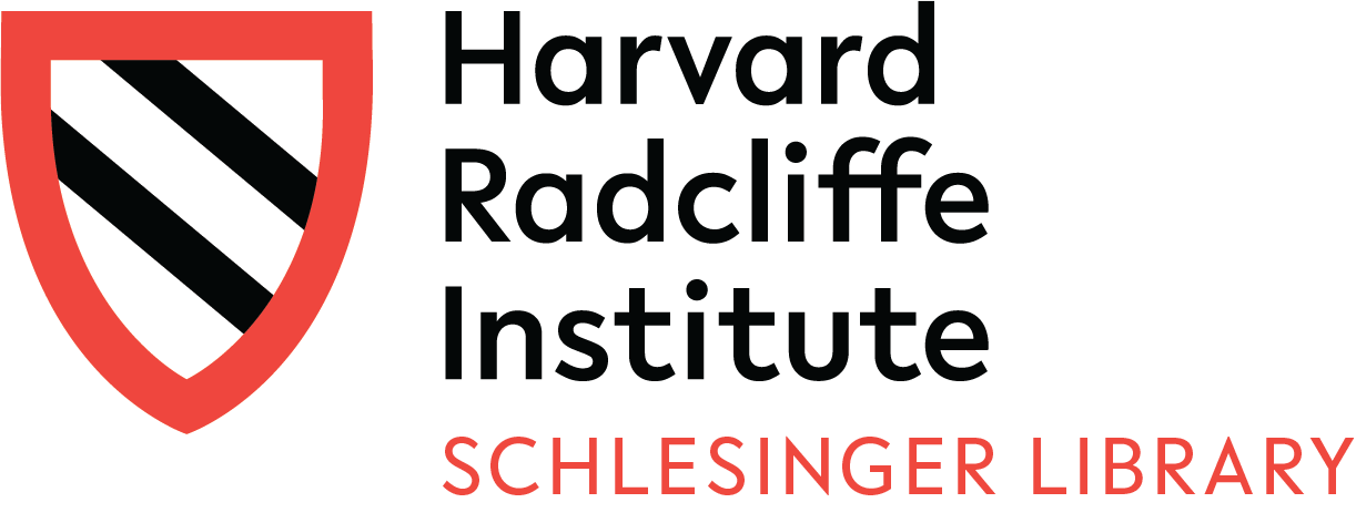 Harvard Radcliffe Institute Schlesinger Library logo with wordmark and shield icon in white, black, and orange.