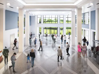 Rendering of the Great Hall facing south
