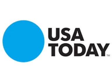 USA today logo - light blue circle with black text