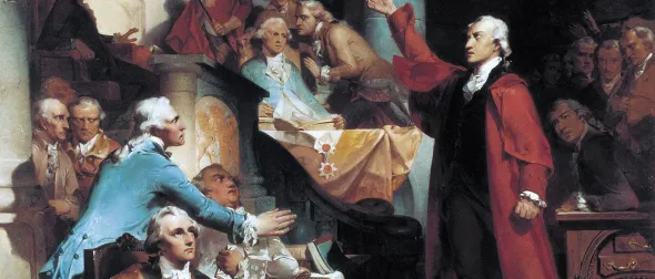 Painting that depicts Patrick Henry's speech against the Stamp Act of 1765