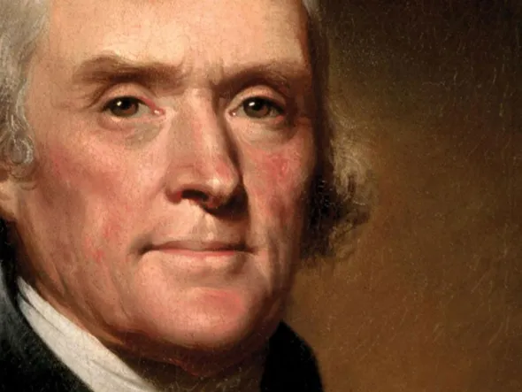 A painting of Thomas Jefferson's face