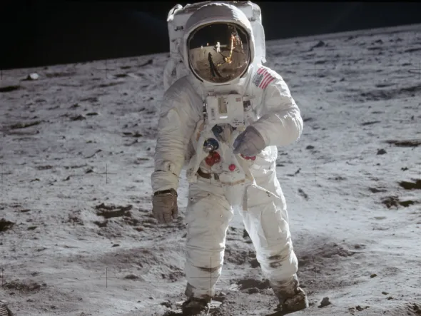 Edwin-Aldrin-on-the-Lunar-Surface---NASA-Johnson-Space-Center A photo of an astronaut walking on the moon