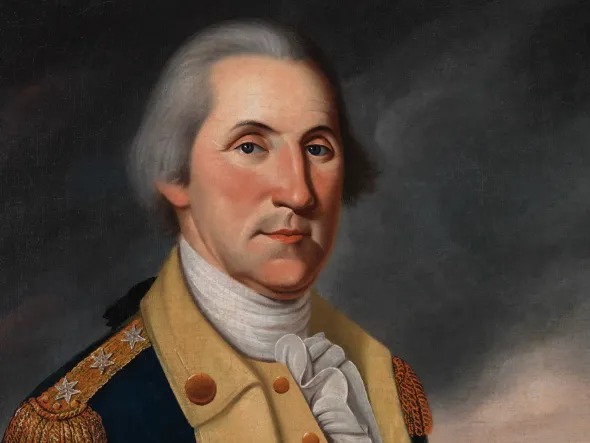 Oil painting of George Washington in uniform