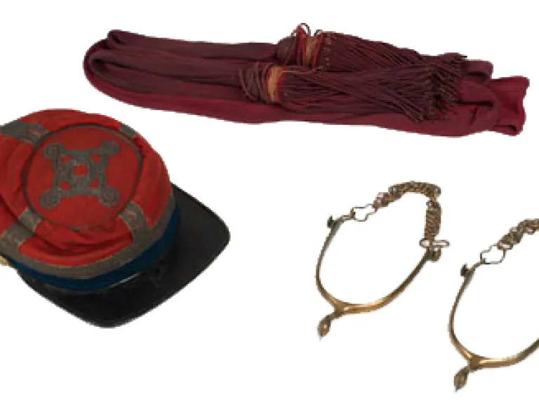 A Ninety Day War Forage Cap, Sash, and Spurs of Lt. Col. Noah Farnham