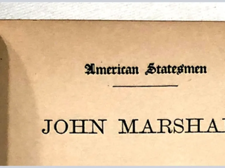 American Statesman: John Marshall An open book with text: American Statesman: John Marshall