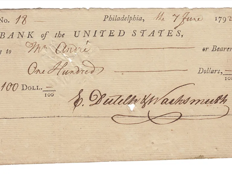 Founding Frenemies Note issued by the National Bank in 1793