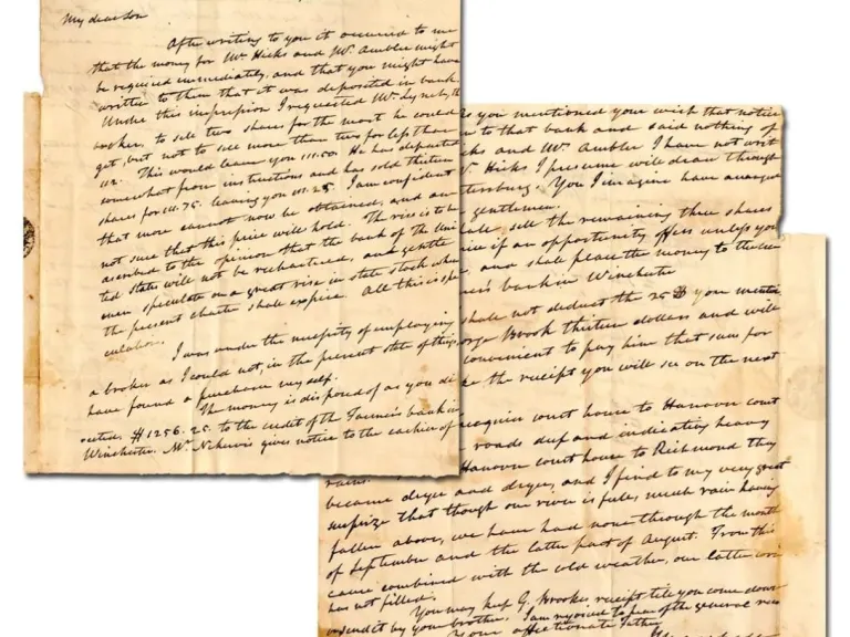 John Marshall letters Two sepia toned handwritten letter pages