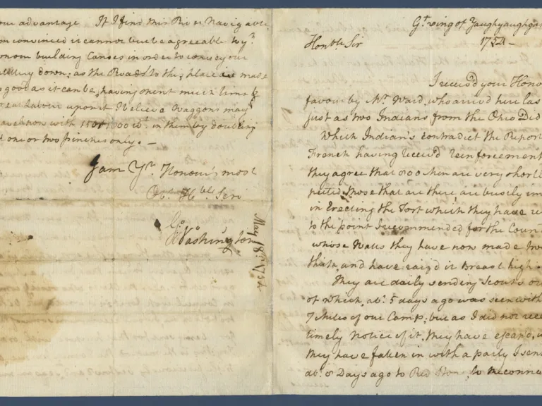 Letter from George Washington to Governor Robert Dinwiddie (Front) Letter from George Washington to Governor Robert Dinwiddie (Front)