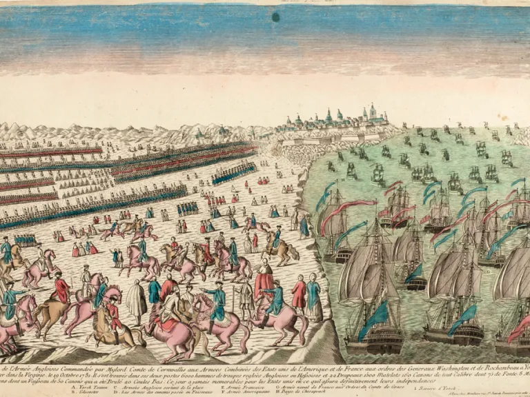 Surrender of the English Army at Yorktown A painting of the surrender of the English army.