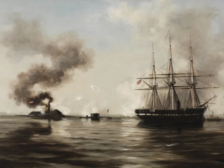 The First Modern War? Painting of the Battle between the Monitor and the Merrimack