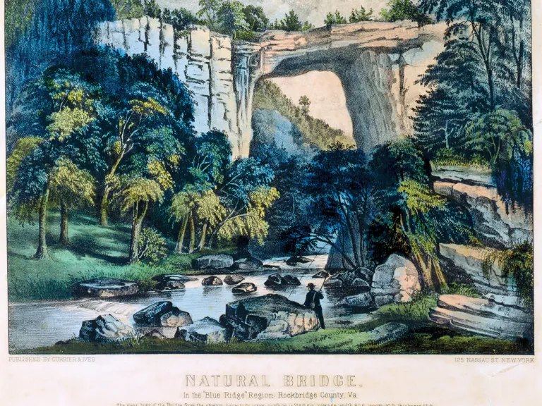 The History of Virginia's Natural Bridge Hand-colored Lithograph of Natural Bridge