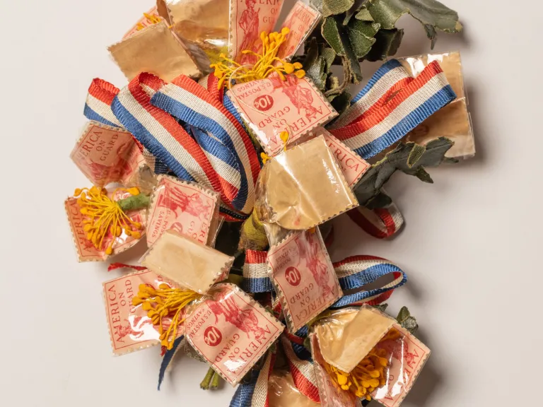 A photograph of stamp corsages