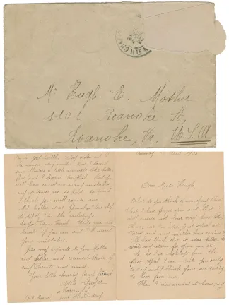 An envelope and handwritten letter