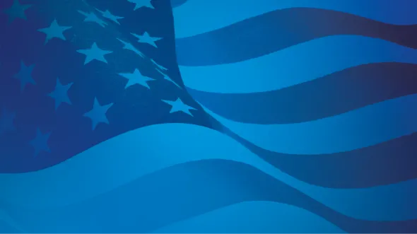The American Flag with a blue overlay