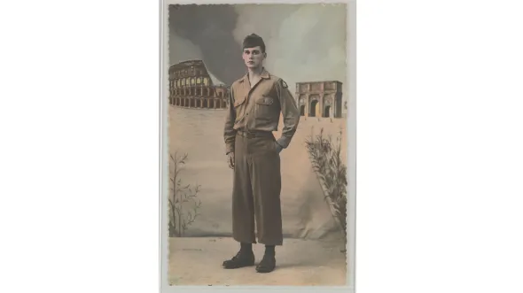 A tinted photograph of William P. Richardson in WWII uniform