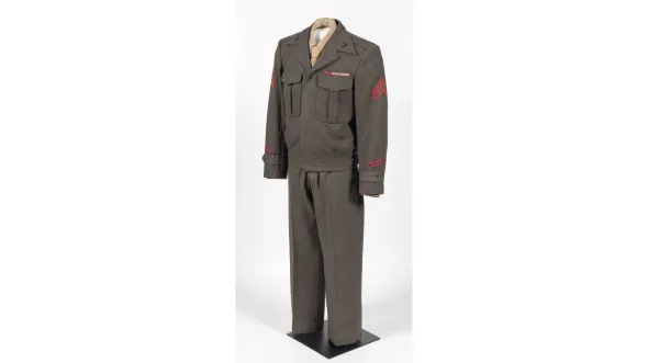 A color photograph of a U.S. Marines Uniform from the 1940s