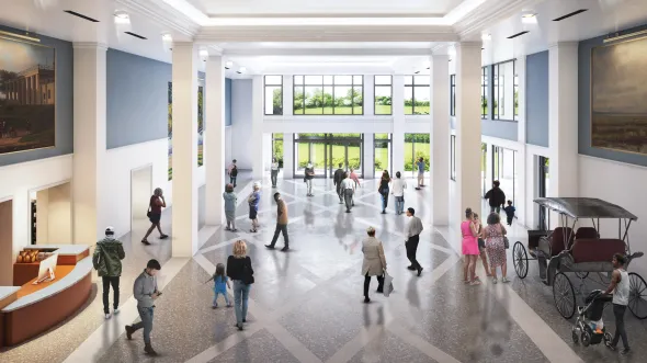 Rendering of the Great Hall facing south