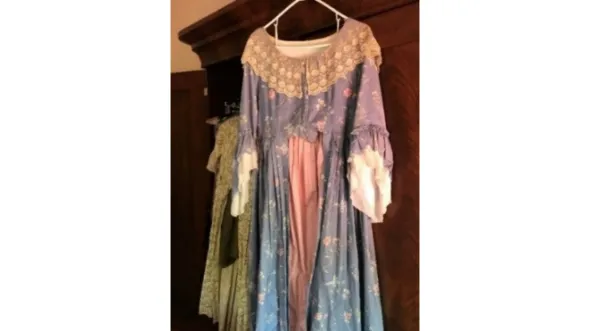 A photograph of a Costume Worn during Historic Garden Week in the 1990s. Loaned by Jeanette Cadwallender. Photograph courtesy of Garden Club of Virginia.