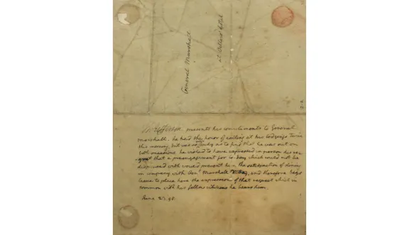 A photograph of a letter from Thomas Jefferson to Marshall, 1801