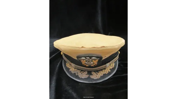 A color photograph of Naval commander’s cap belonging to Naval intelligence officer Cdr. Robert S. Boroughs. Photo courtesy of Lynn Amwake.