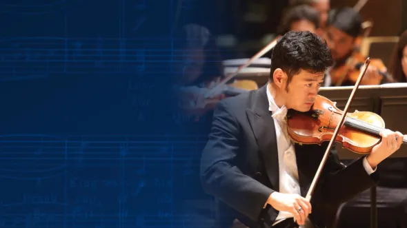 History Notes A dark blue screen fades intoa photo of a man playing a violin. Other musicians can be seen in the background