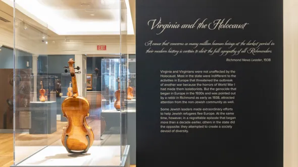A photograph of the Violins of Hope exhibition