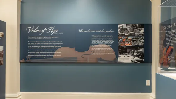 A photograph of the Violins of Hope exhibition
