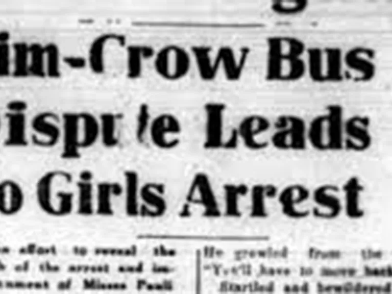 Newspaper with headline: Jim-Crow Bus Dispute Leads to Girls Arrest