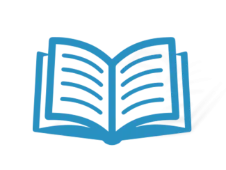 A blue icon of a book