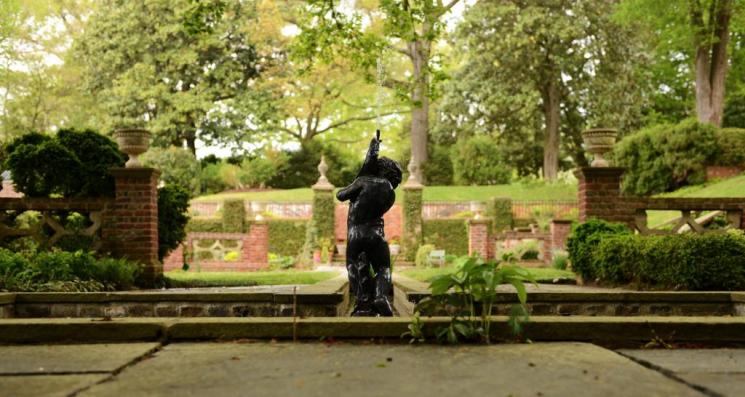 Photograph showing the back of the Bog garden fountain  