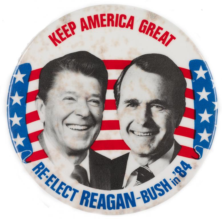 Indiana Presidential visit 3" CAMPAIGN  button RONALD REAGAN 1984 Speedway 